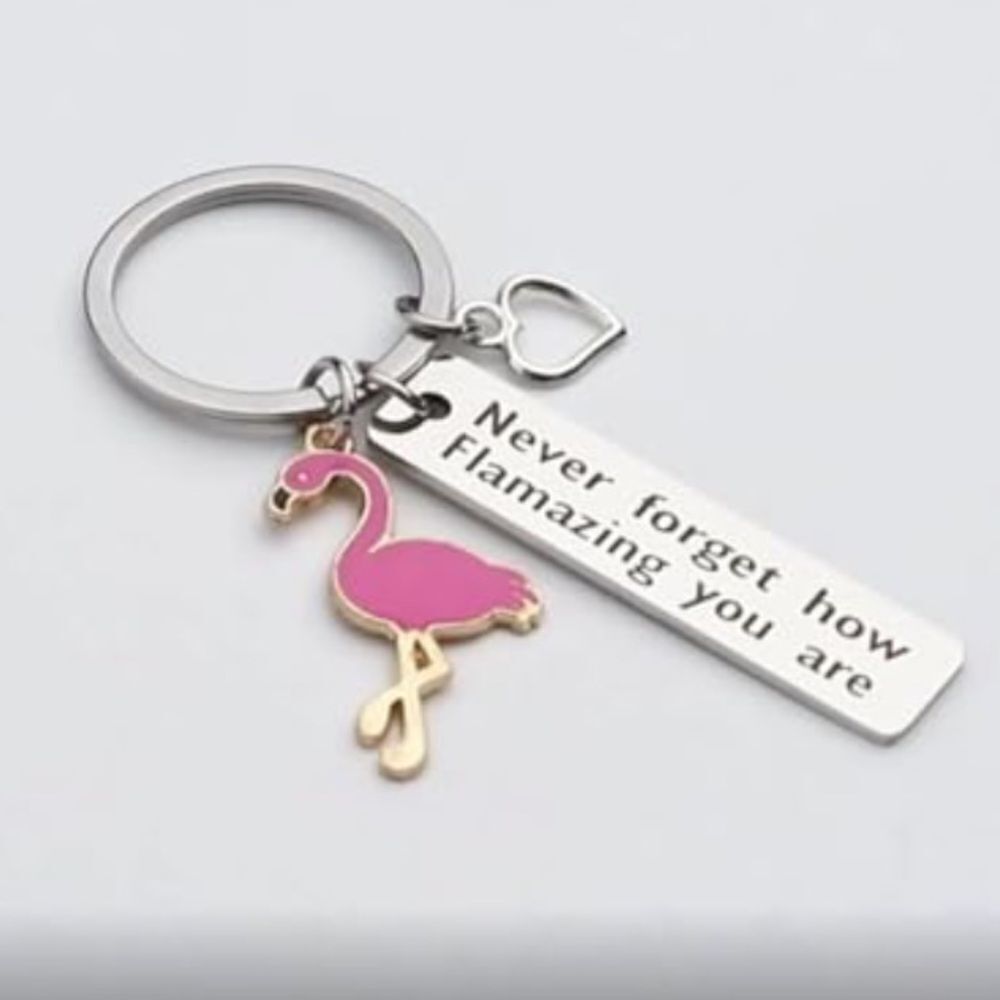 Never Forget How Flamazing You Are! Flamingo Keychain - Picture 5 of 6